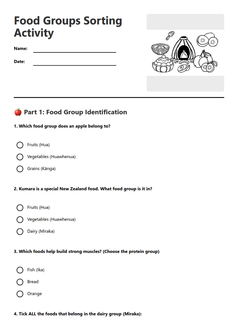 Food Groups Sorting Activity