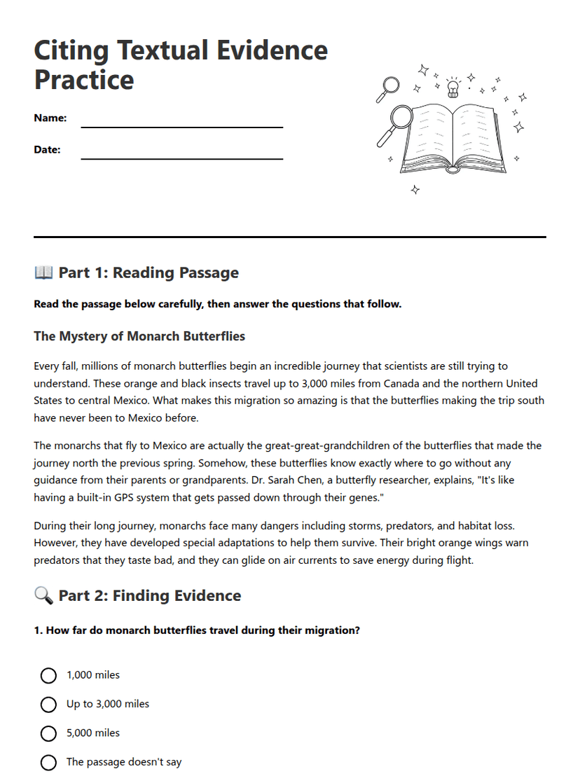 Citing Textual Evidence Practice