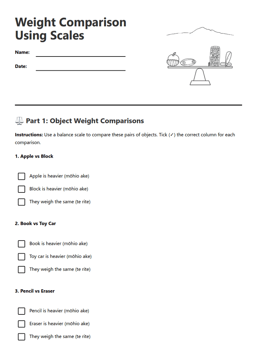 Weight Comparison Using Scales