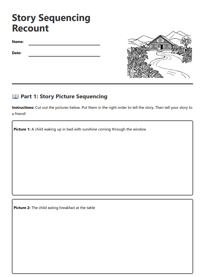 Story Sequencing Recount worksheet preview