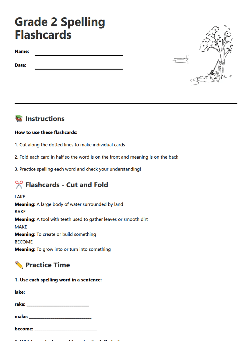 Grade 2 Spelling Flashcards