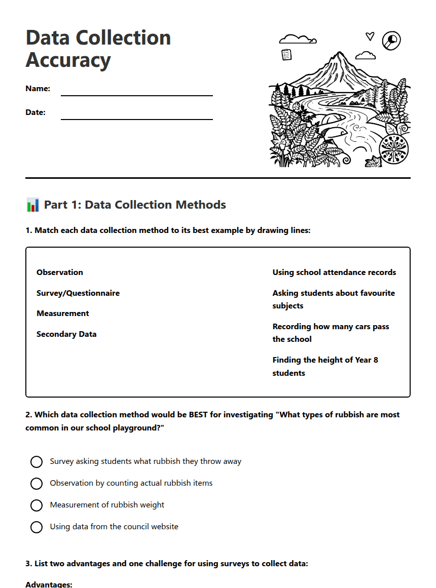 Data Collection Accuracy worksheet preview