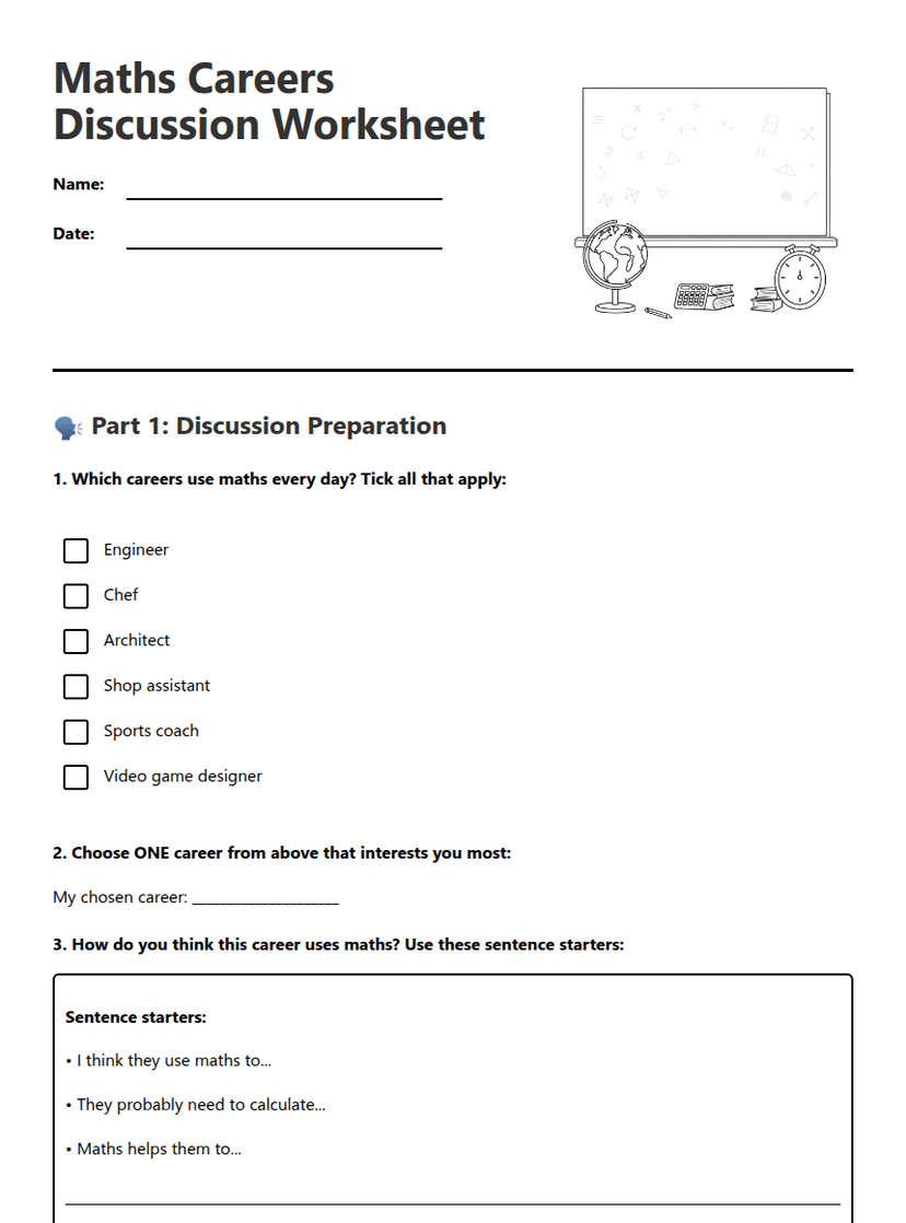 Maths Careers Discussion Worksheet