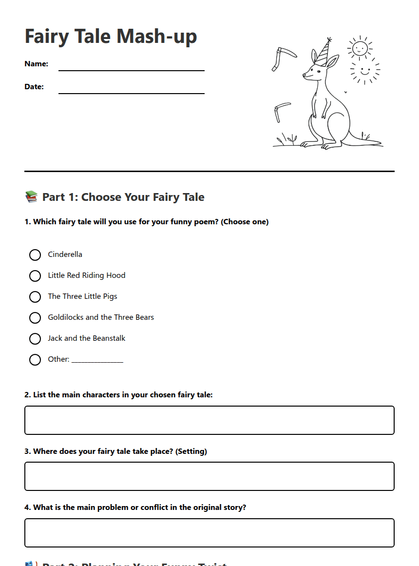 Fairy Tale Mash-up worksheet preview
