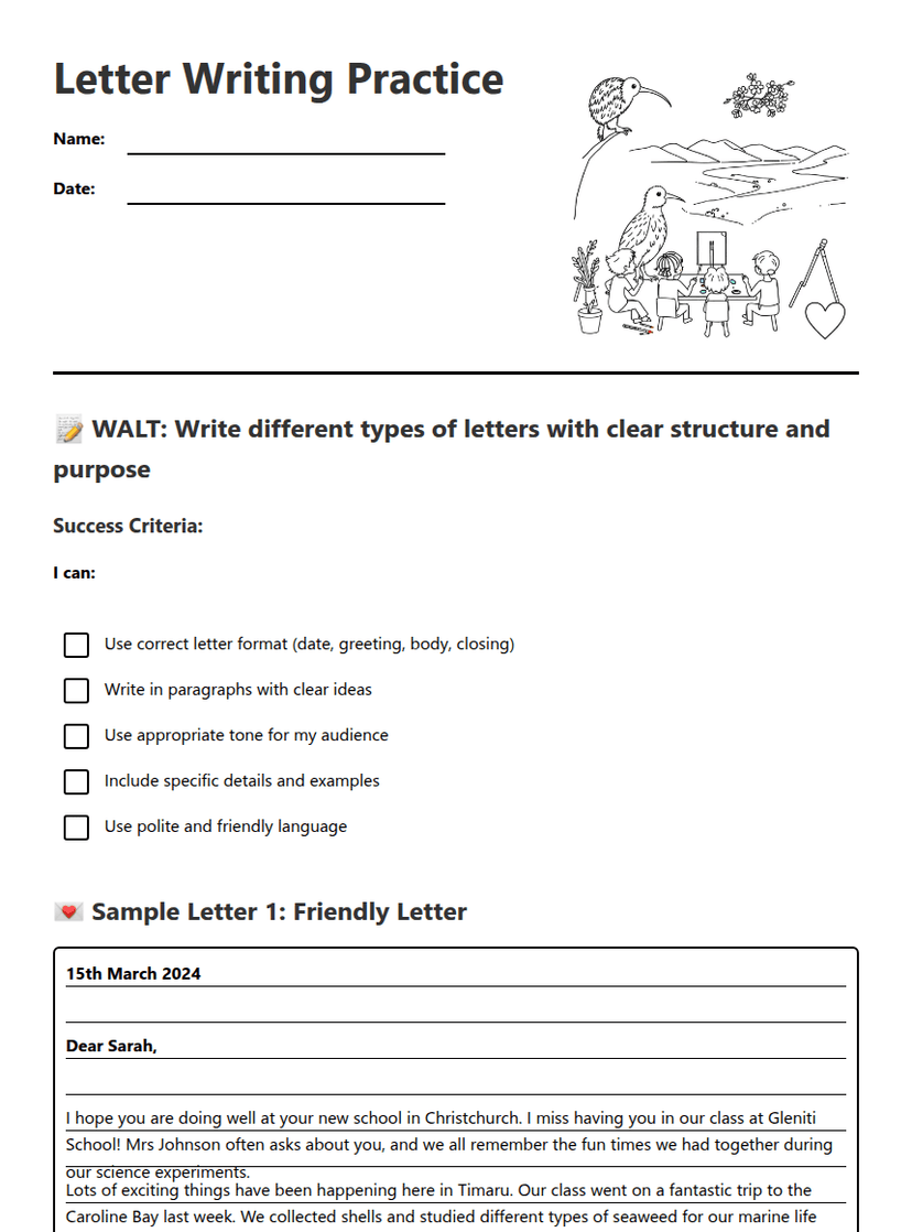 Letter Writing Practice