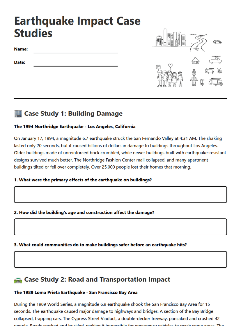 Earthquake Impact Case Studies