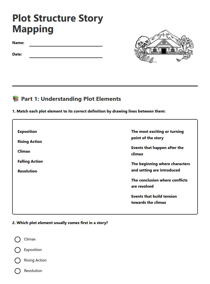 Plot Structure Story Mapping worksheet preview