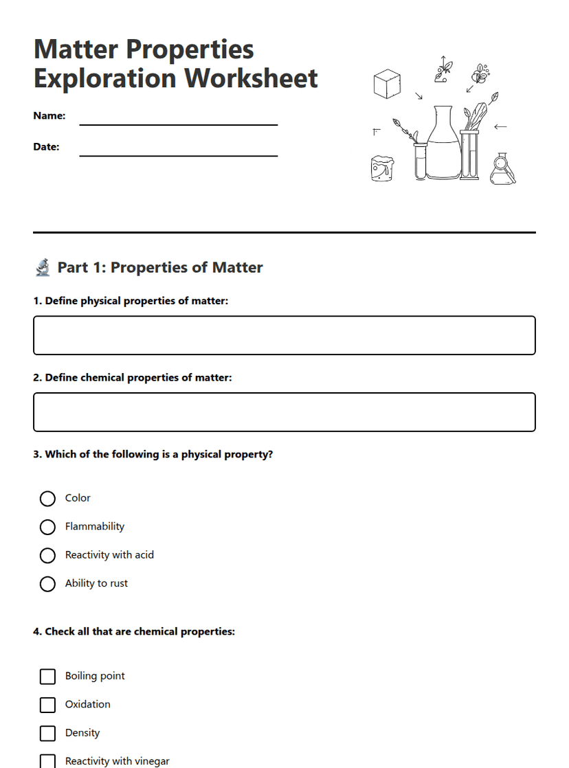 Matter Properties Exploration Worksheet