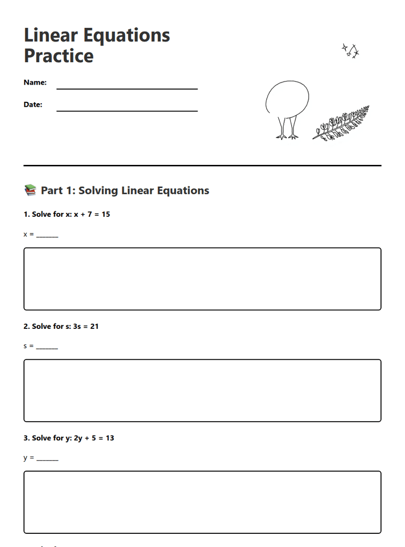 Linear Equations Practice