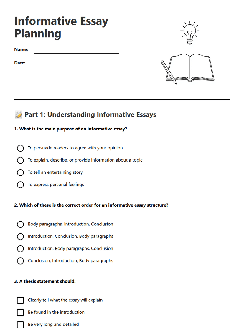 Informative Essay Planning