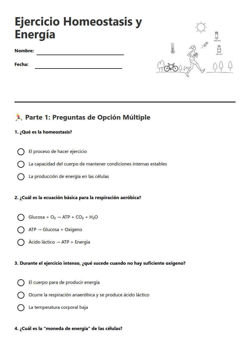 Ejercicio Homeostasis y Energía worksheet preview