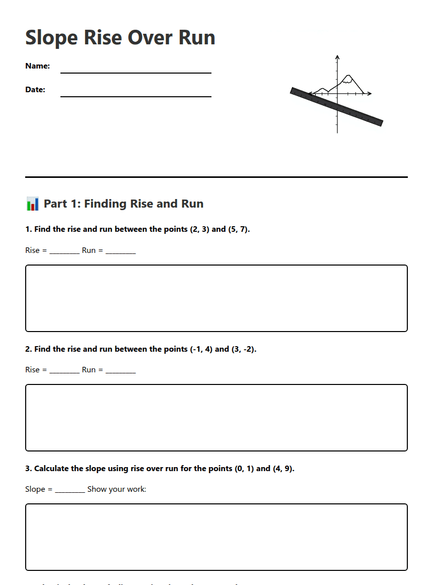 Slope Rise Over Run worksheet preview