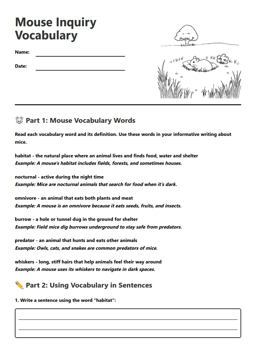 Mouse Inquiry Vocabulary
