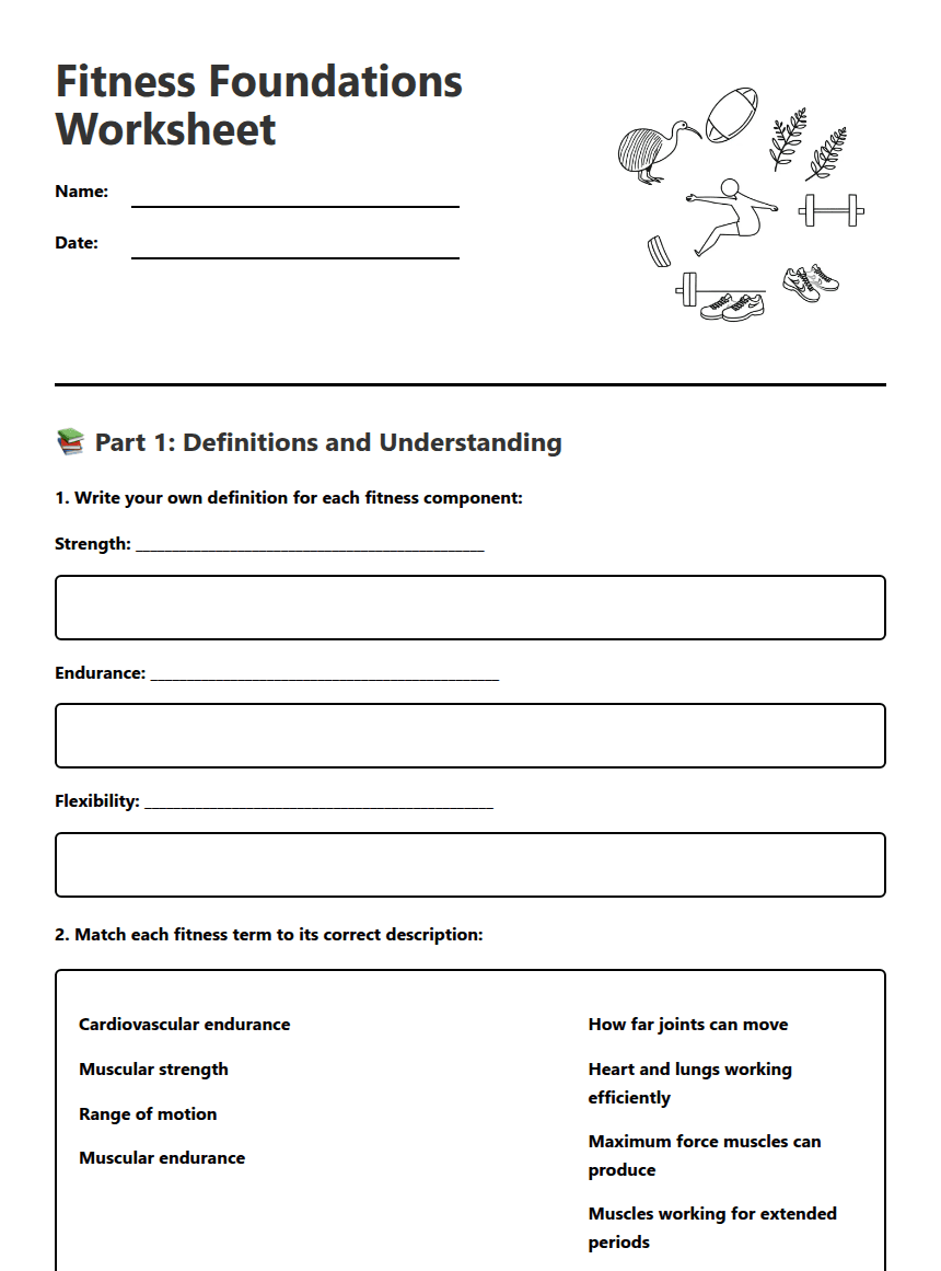 Fitness Foundations Worksheet worksheet preview