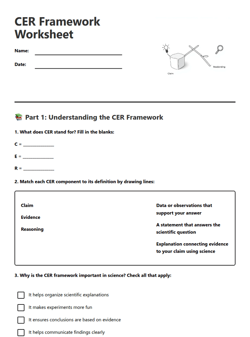 CER Framework Worksheet
