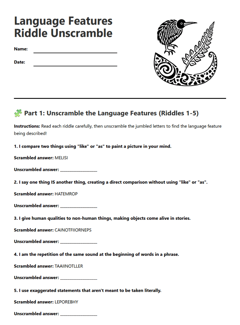 Language Features Riddle Unscramble