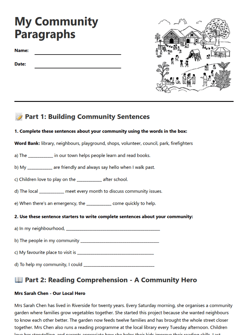 My Community Paragraphs
