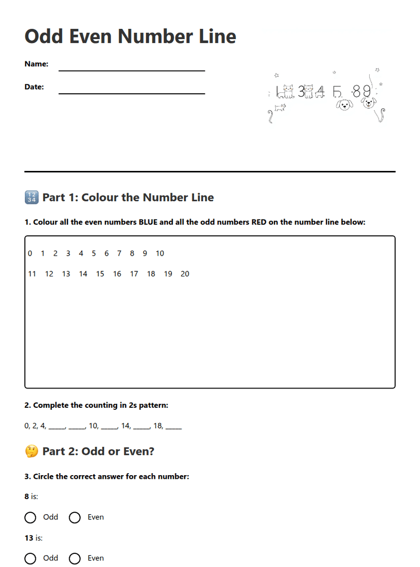 Odd Even Number Line