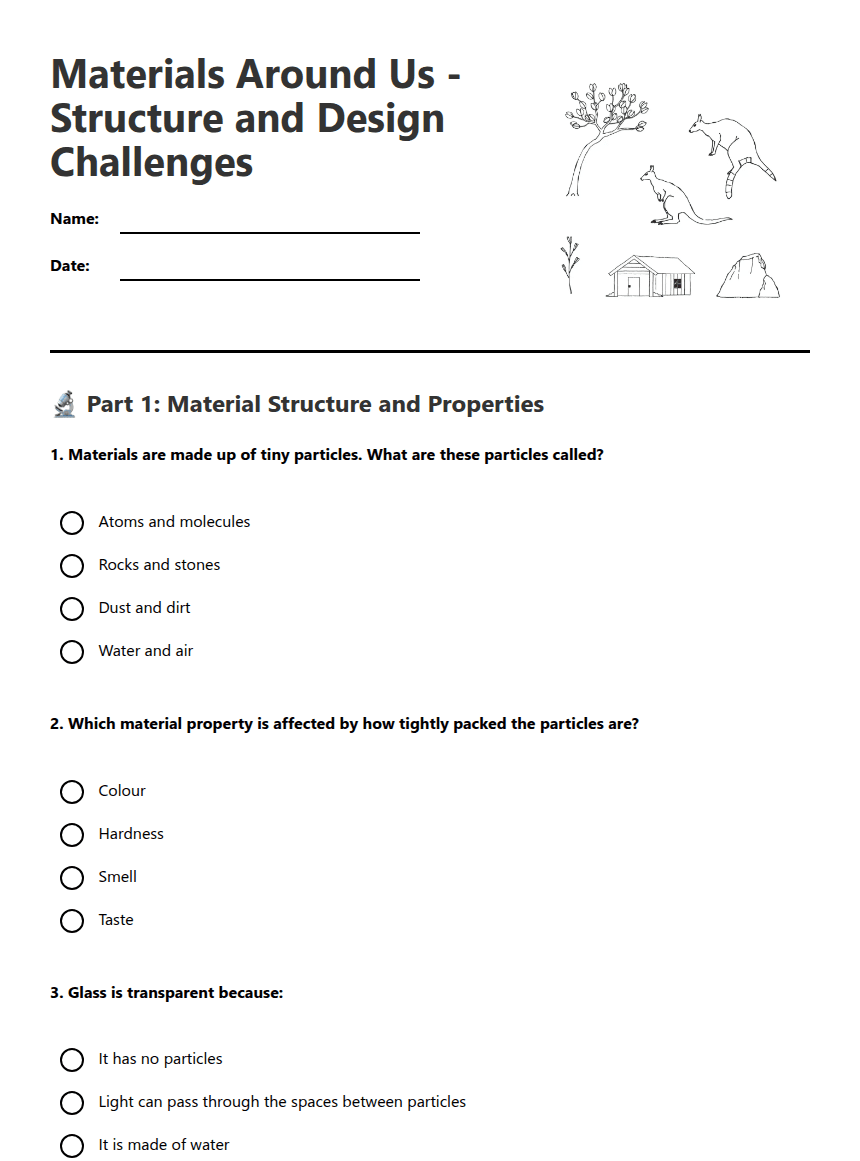 Materials Around Us worksheet preview
