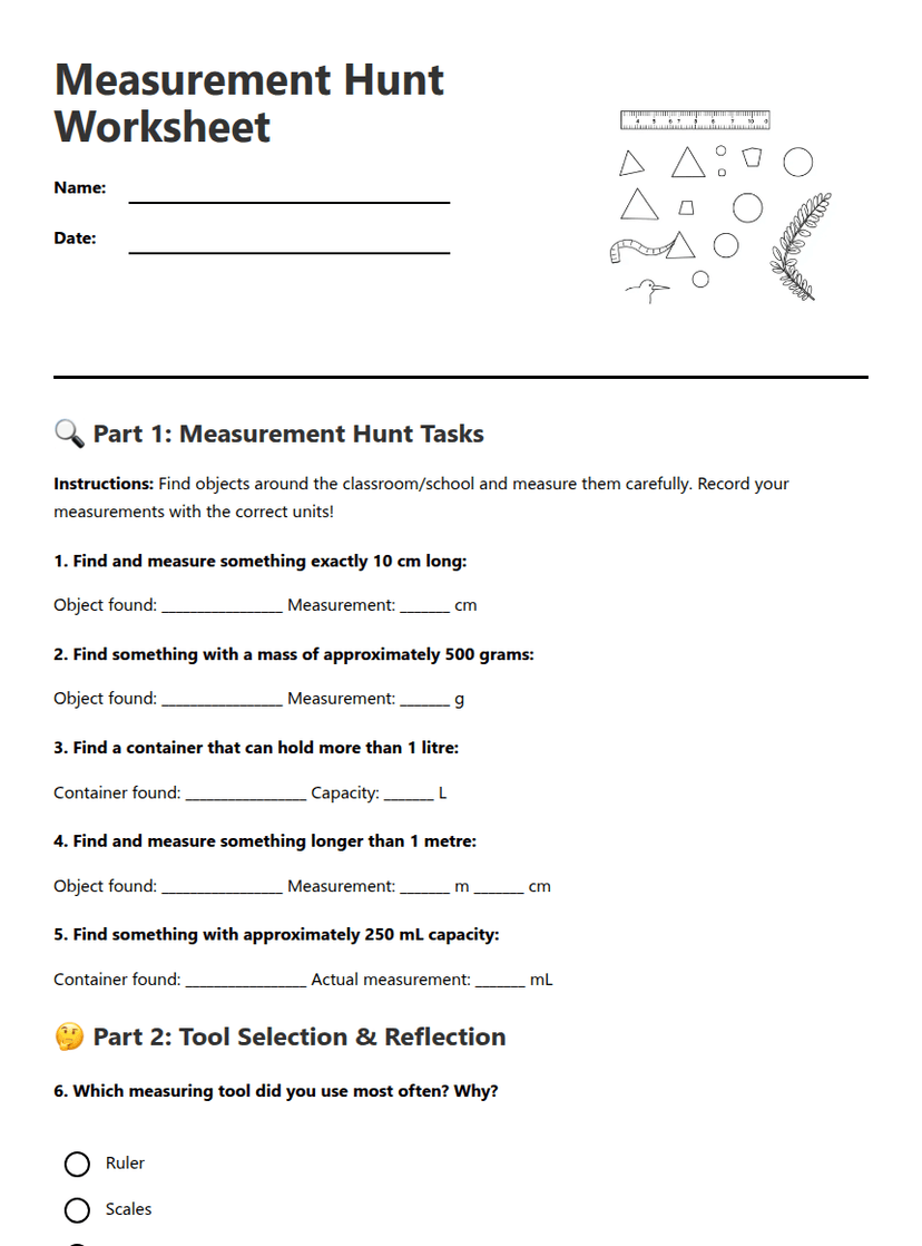 Measurement Hunt Worksheet