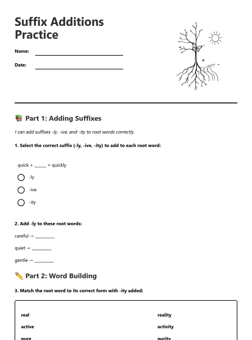Suffix Additions Practice