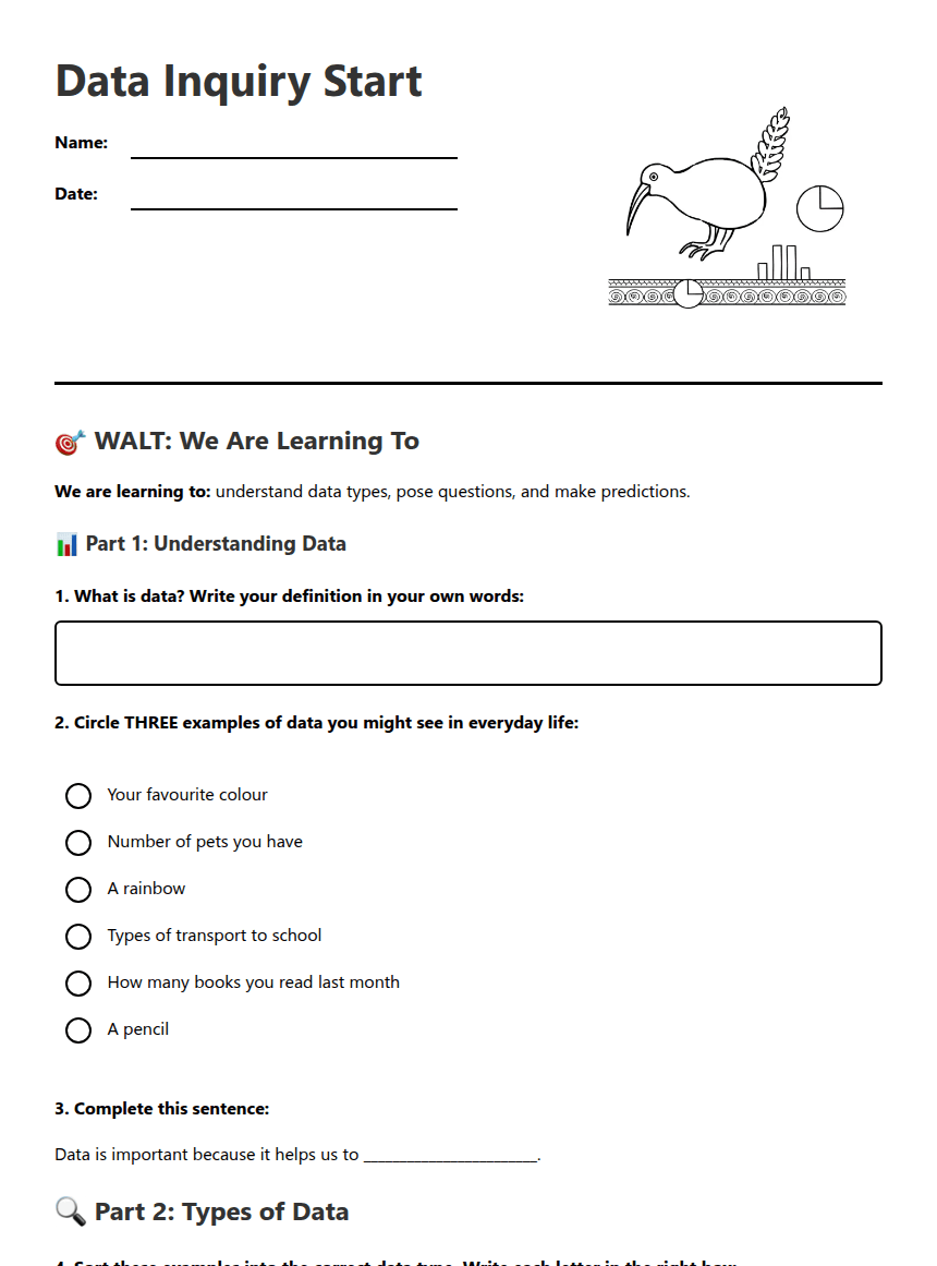 Data Inquiry Start worksheet preview