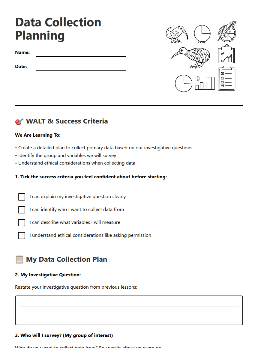 Data Collection Planning worksheet preview