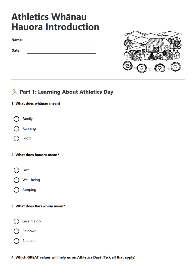 Athletics Whānau Hauora Introduction