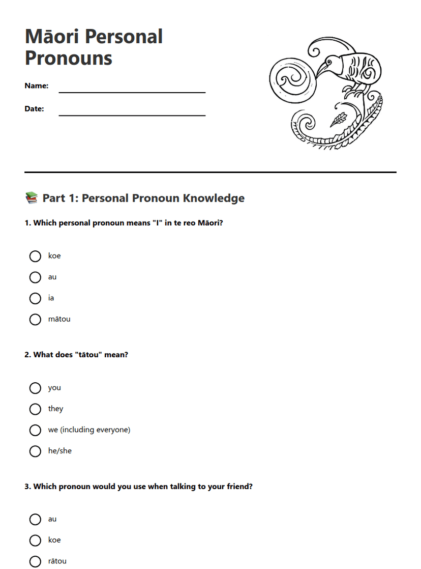 Māori Personal Pronouns