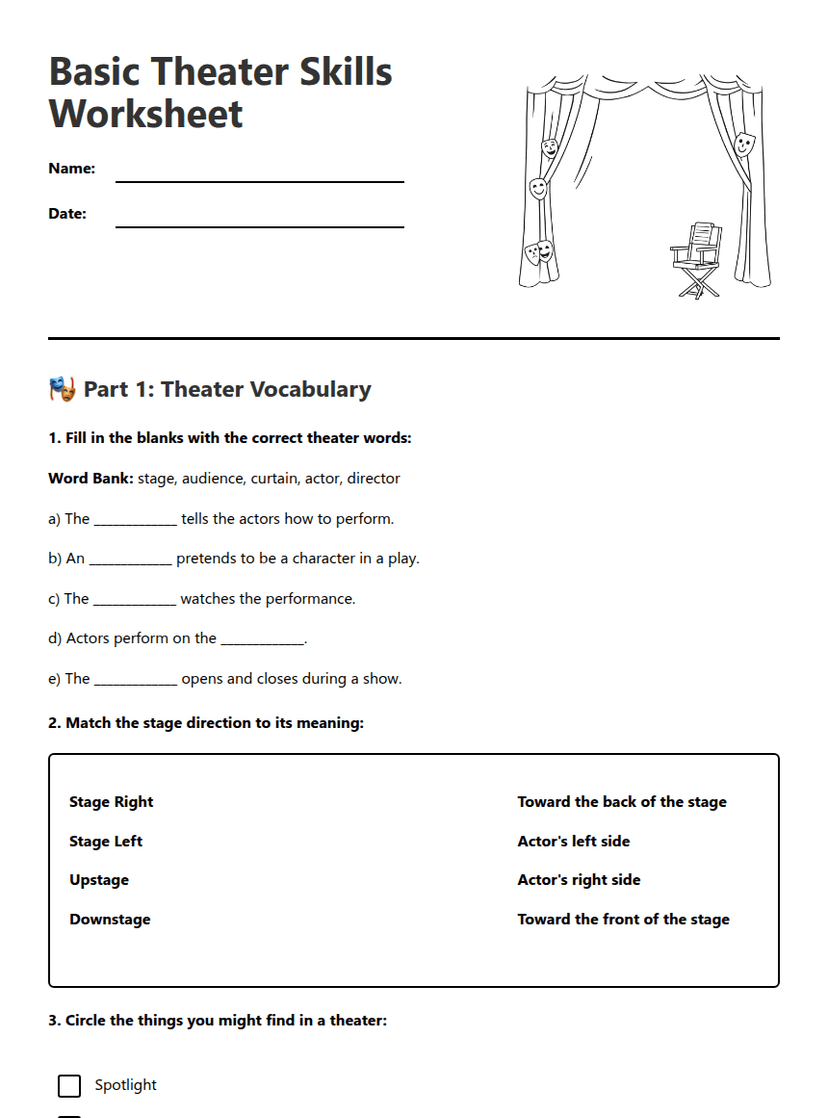Basic Theater Skills Worksheet