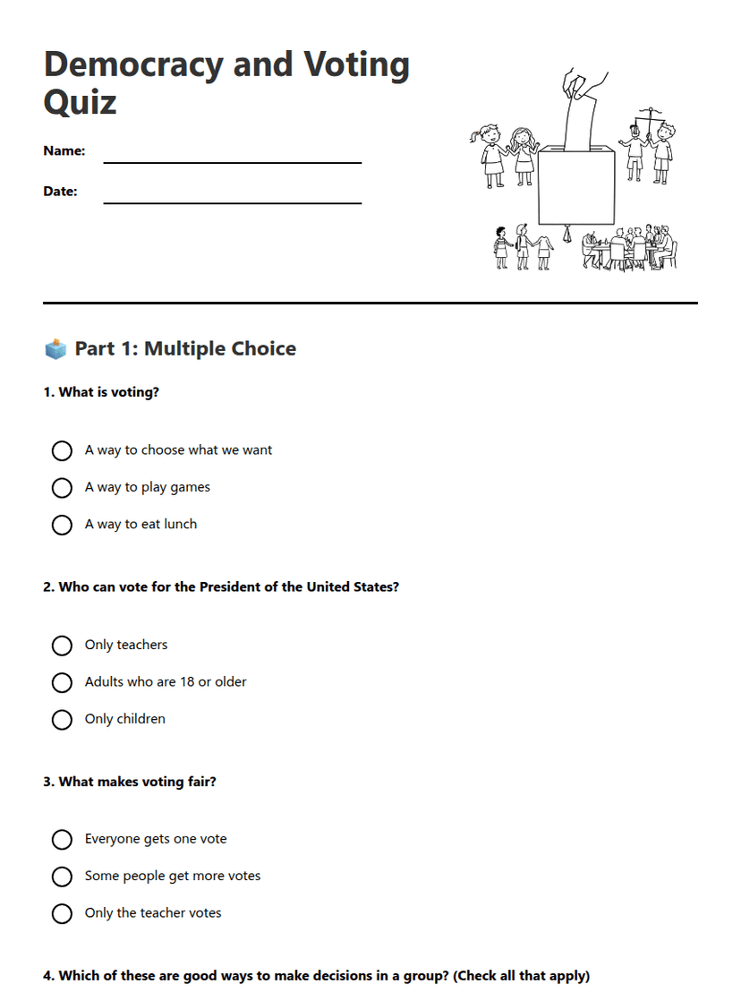 Democracy and Voting Quiz
