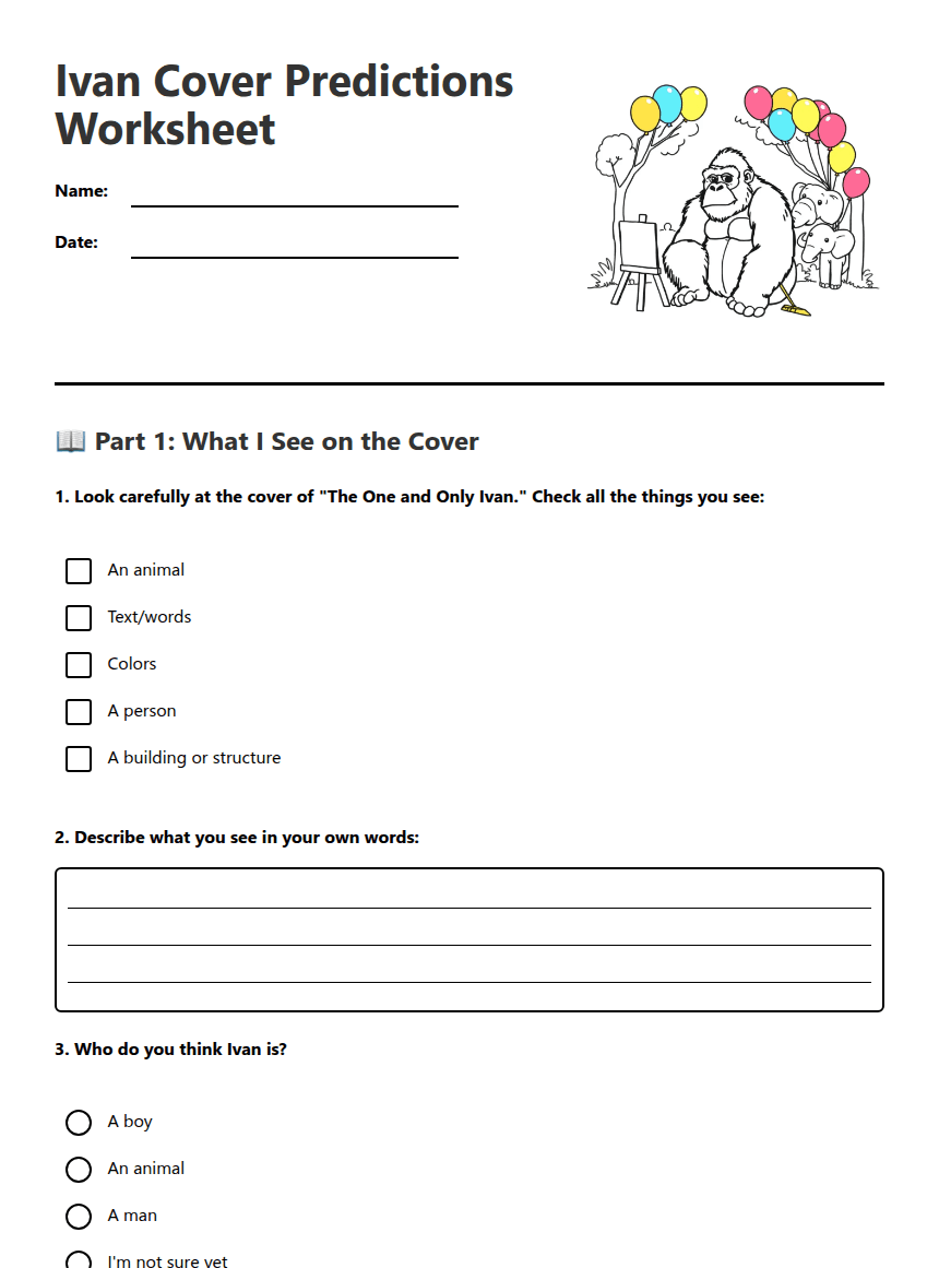 Ivan Cover Predictions Worksheet worksheet preview