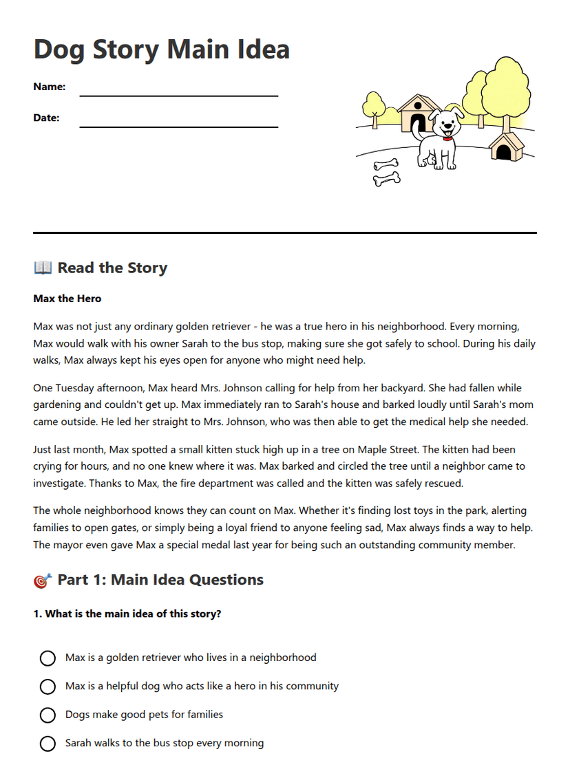 Dog Story Main Idea