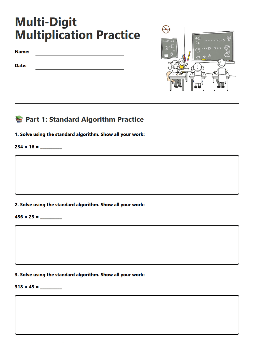 Multi-Digit Multiplication Practice
