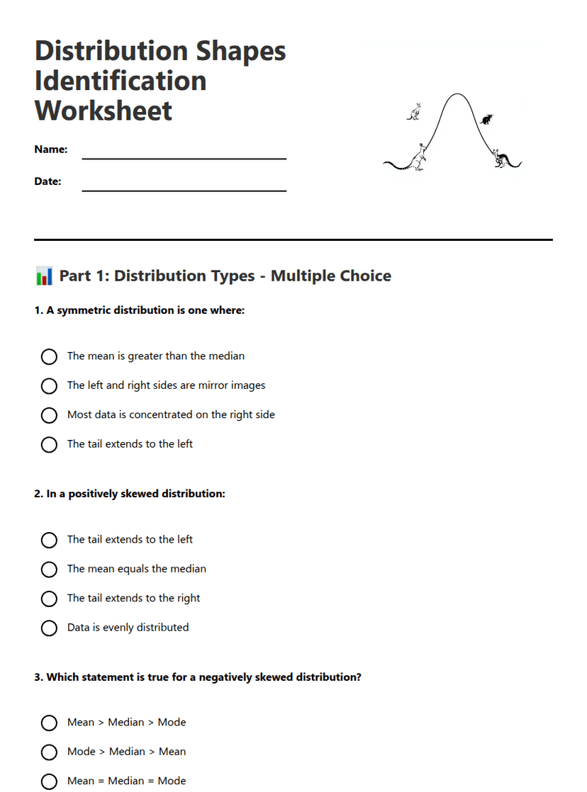 Distribution Shapes Identification Worksheet