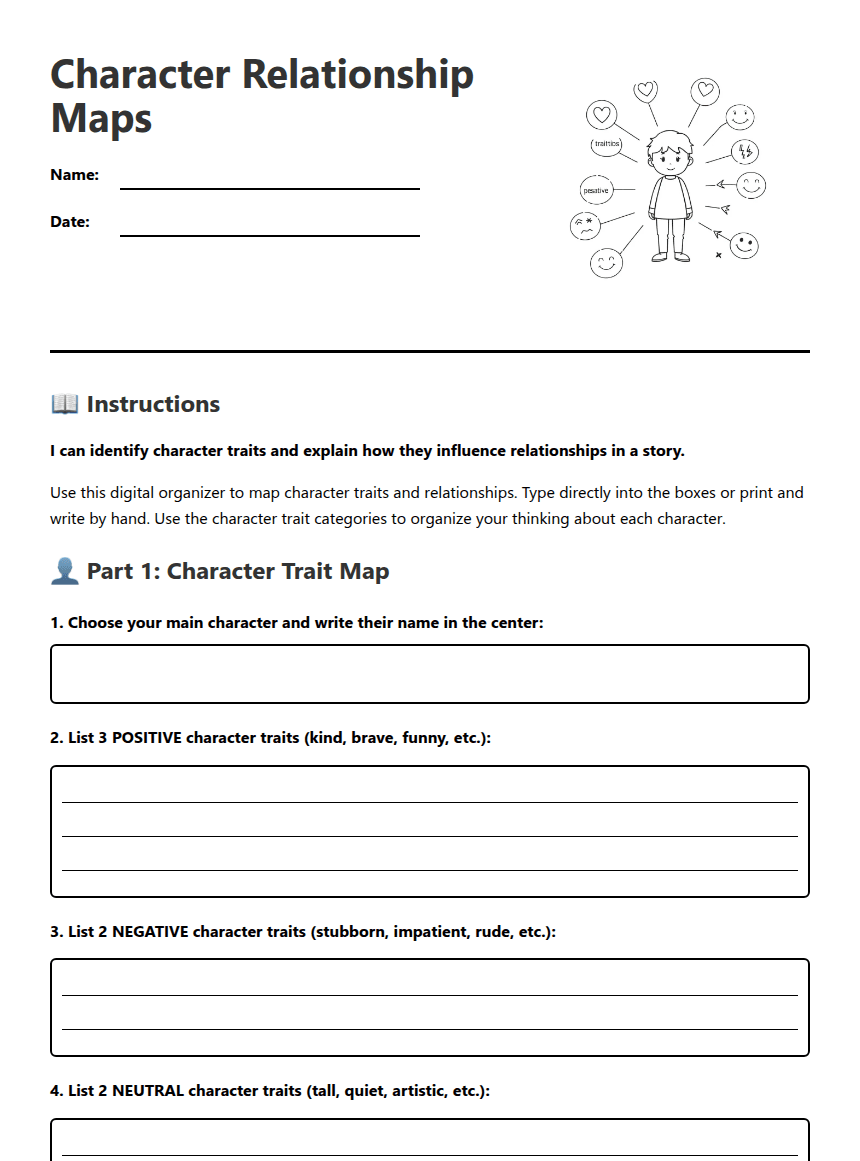 Character Relationship Maps worksheet preview