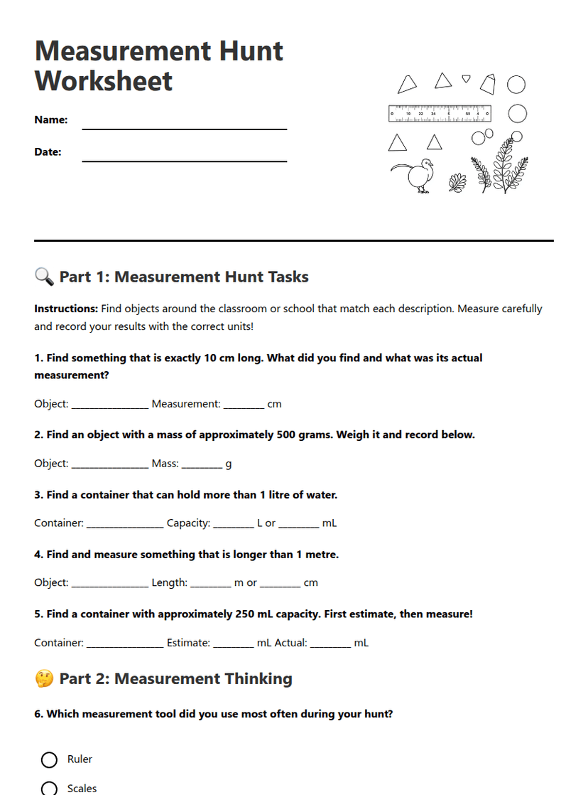 Measurement Hunt Worksheet