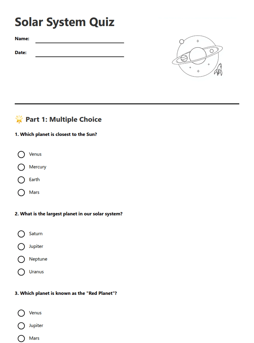 Solar System Quiz