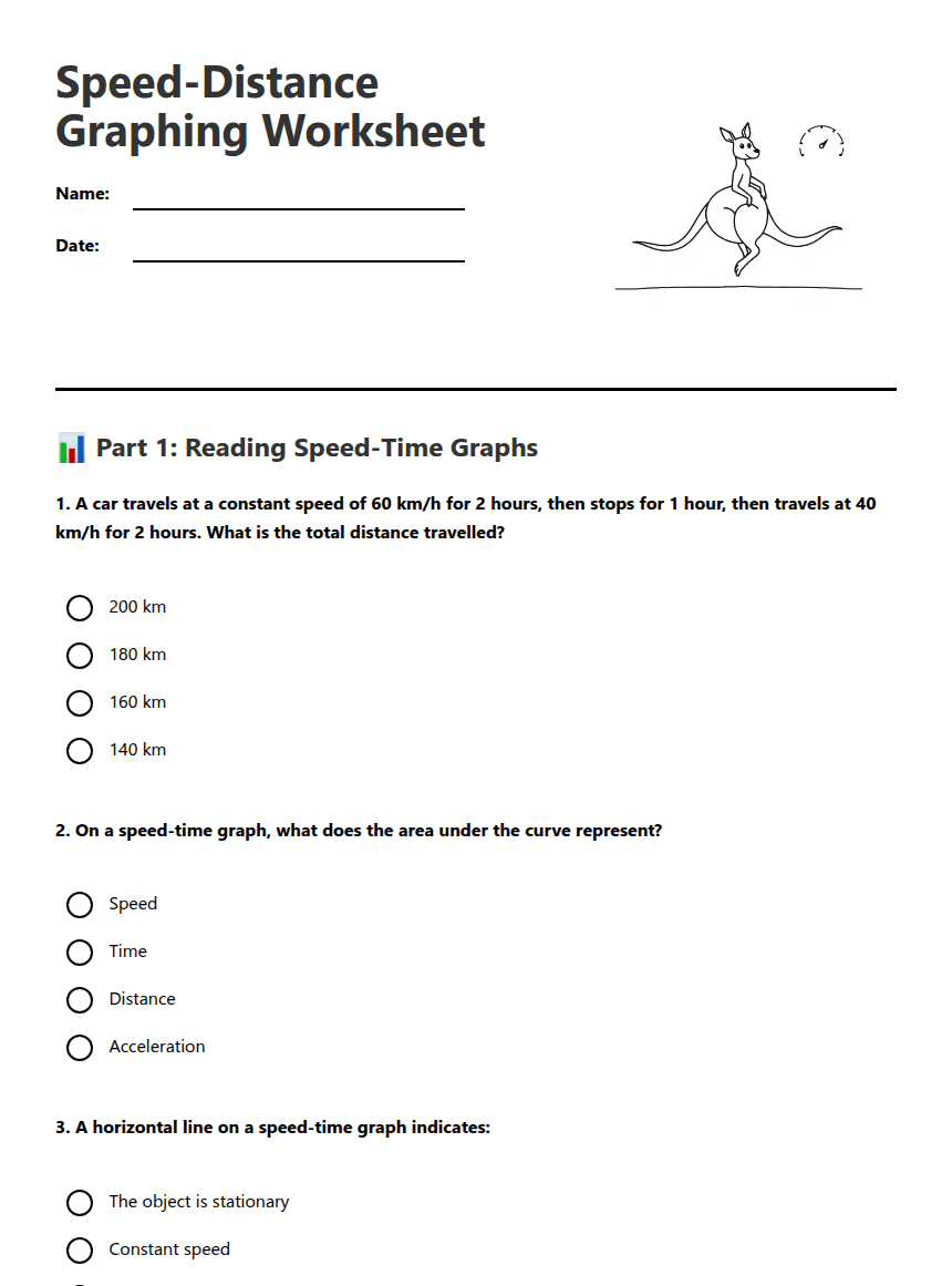 Speed-Distance Graphing Worksheet worksheet preview