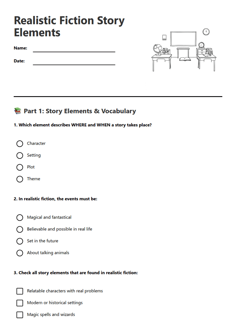 Realistic Fiction Story Elements