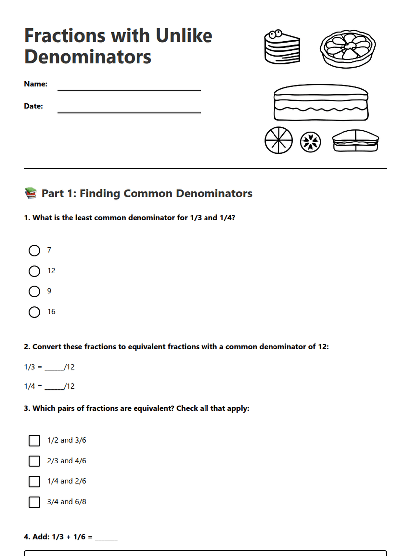 Fractions with Unlike Denominators