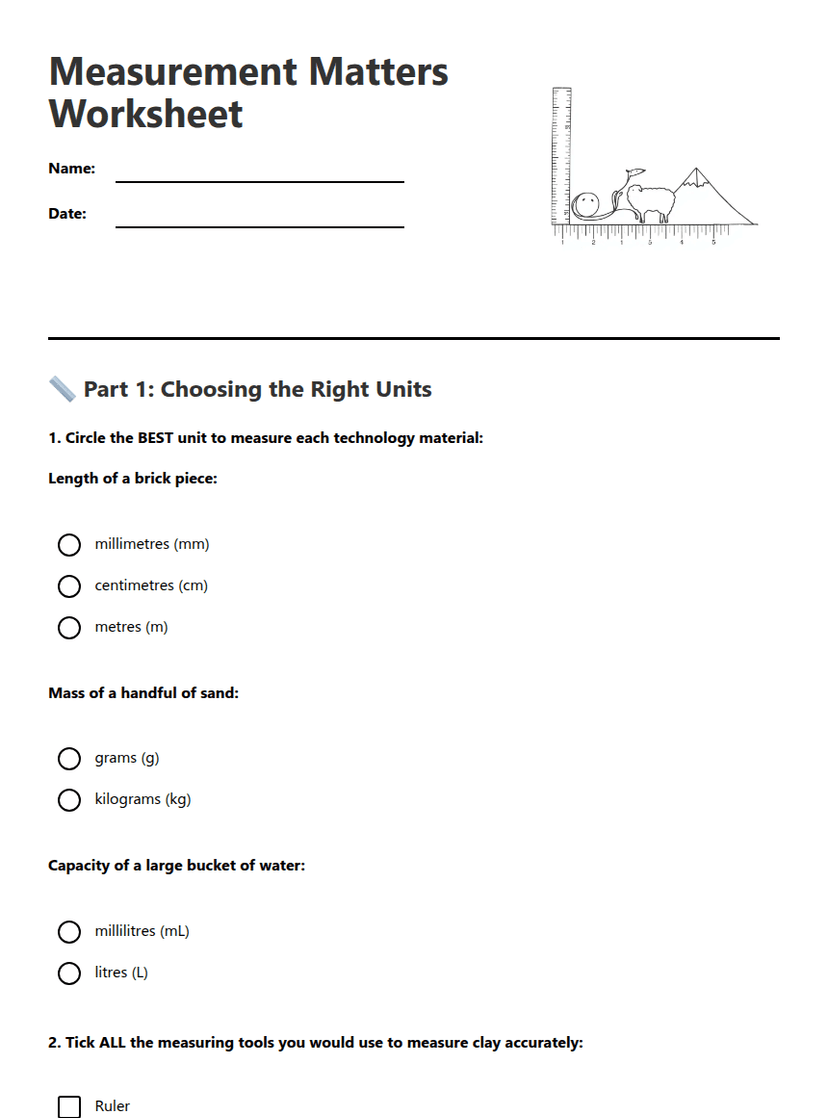 Measurement Matters Worksheet