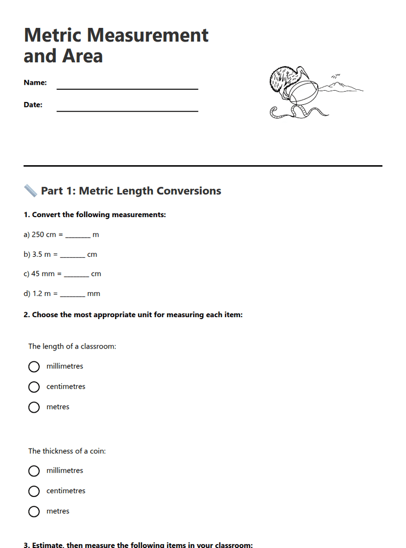 Metric Measurement and Area
