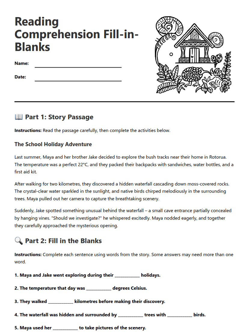 Reading Comprehension Fill-in-Blanks