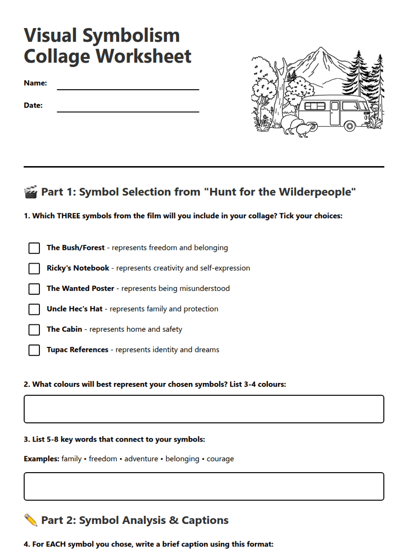 Visual Symbolism Collage Worksheet