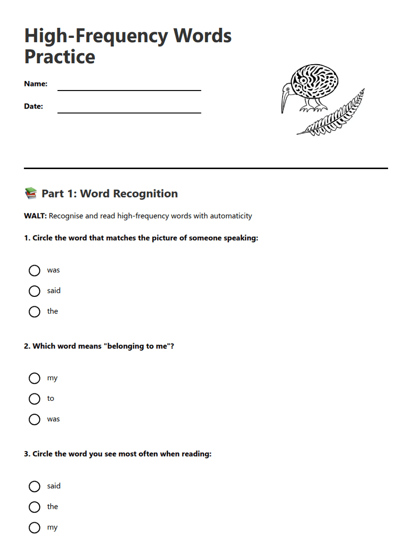 High-Frequency Words Practice