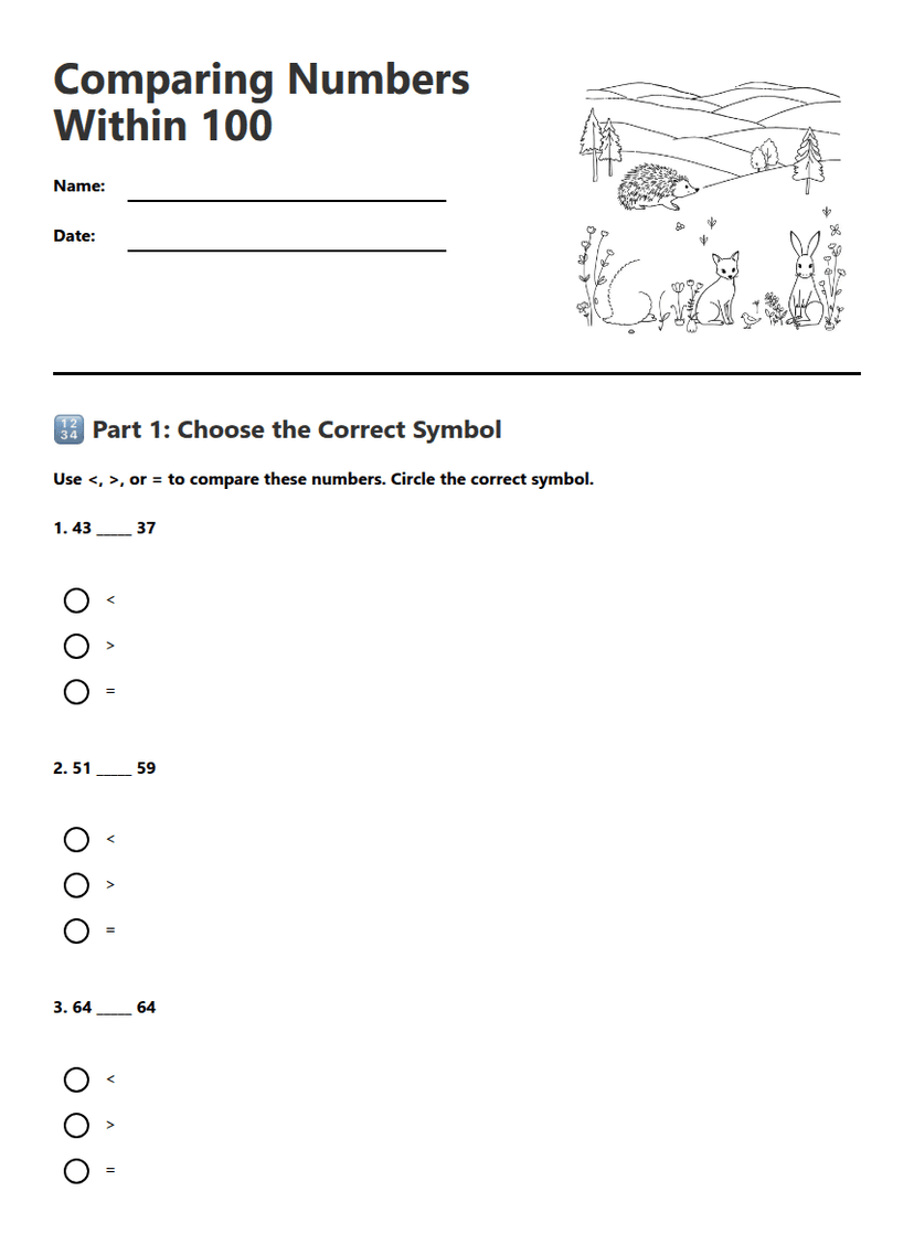 Comparing Numbers Within 100