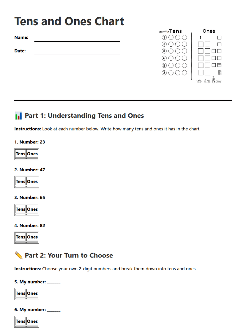 Tens and Ones Chart