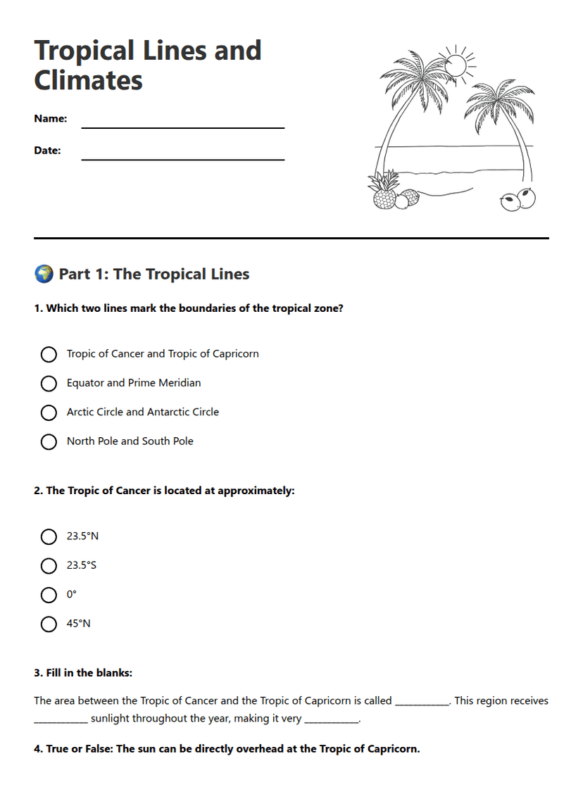 Tropical Lines and Climates