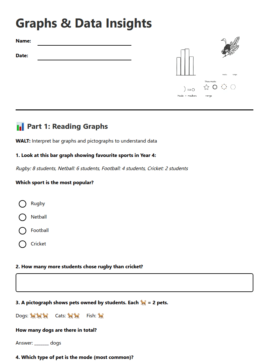 Graphs & Data Insights worksheet preview